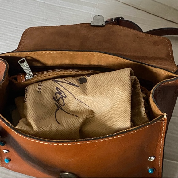 Patricia Nash Simona leather crossbody bag turquoise and diamond beaded - Picture 14 of 15